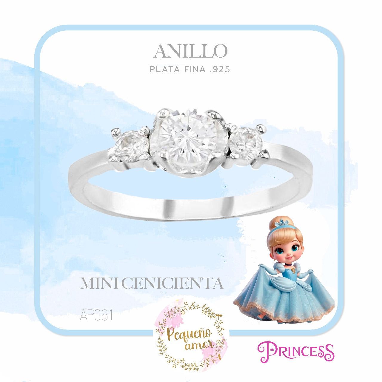 Anillos Princesas Niñas Plata .925