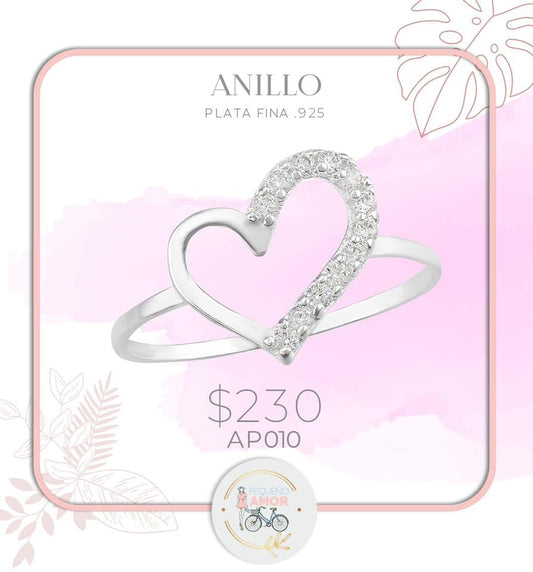 Anillo de Plata diseño de corazón AP010