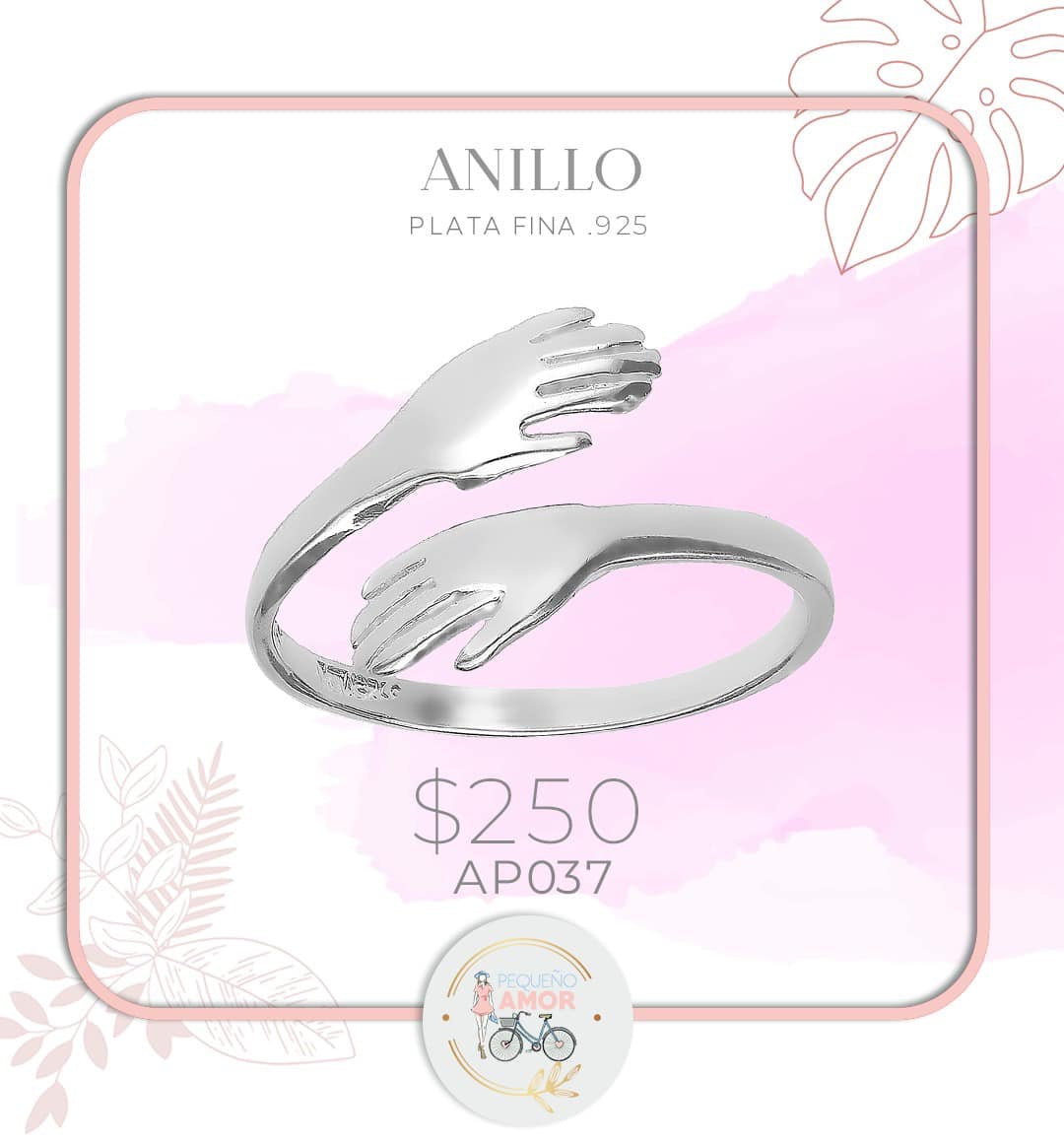 Anillo Plata Fina .925 Abrazo Ap037