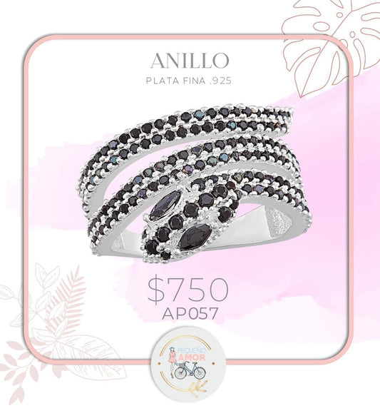 Anillo de Plata diseño serpiente con circonias