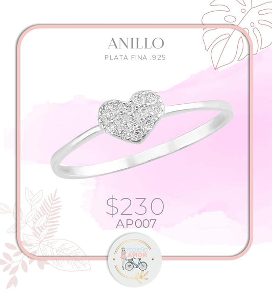 Anillo Plata Fina diseño Corazón