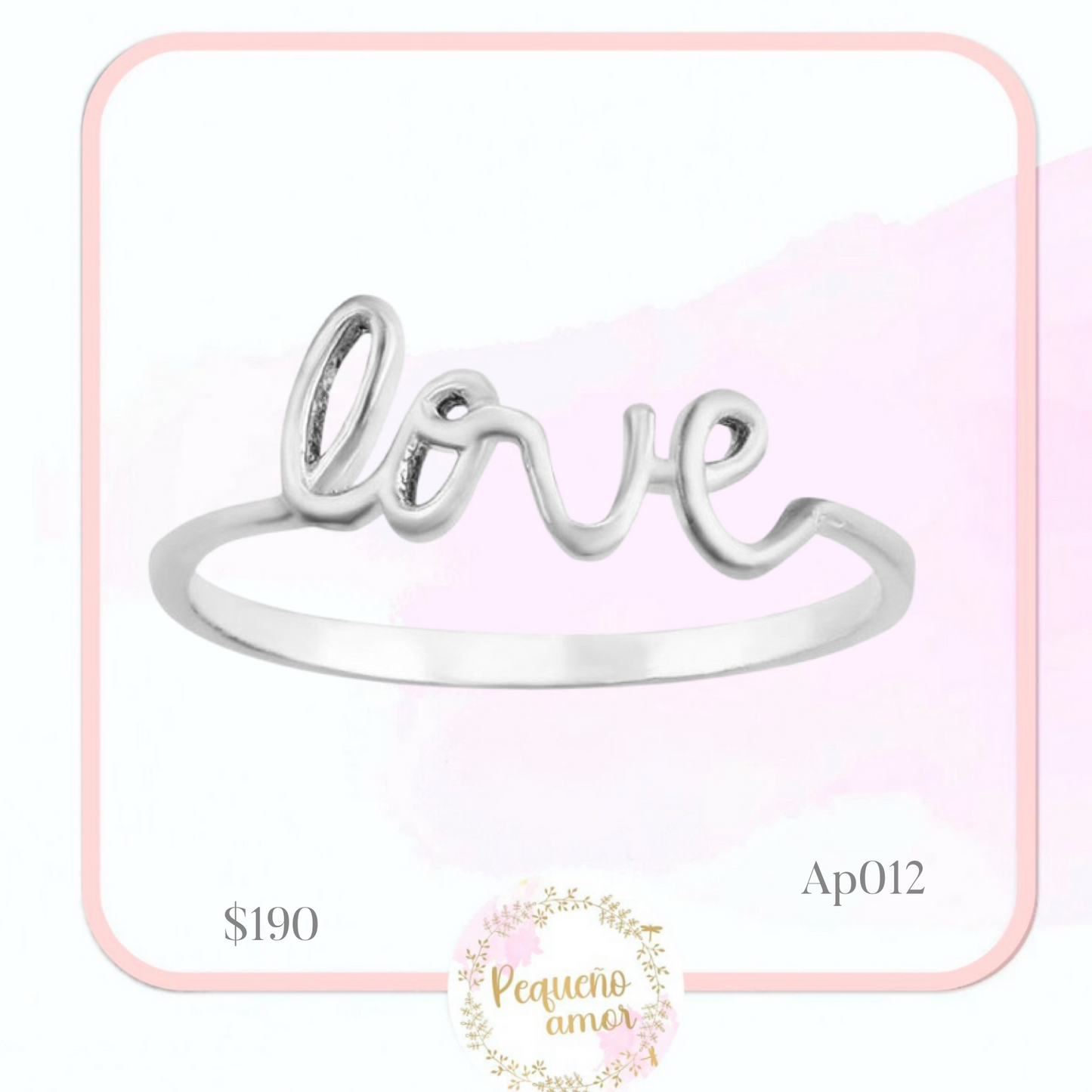 Anillo Love plata fina .925 ap012