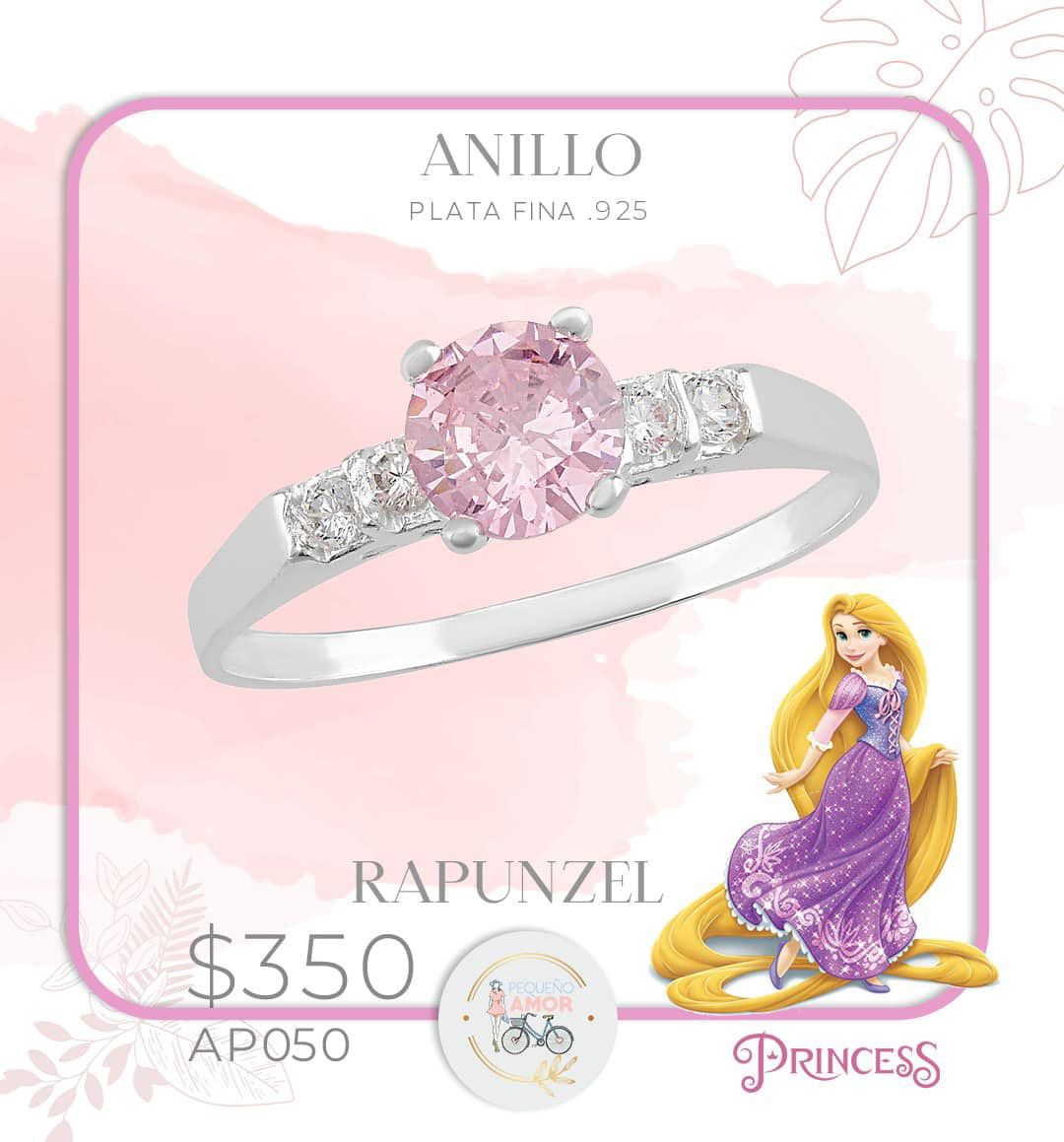 Anillo Plata Fina .925 Princesas Disney - Rapunzel