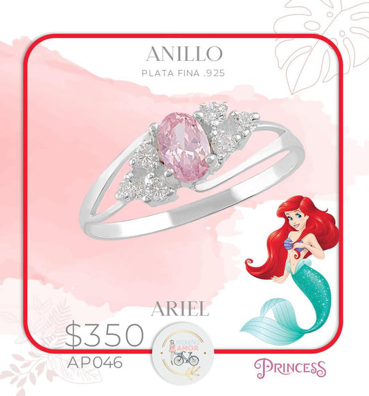 Anillo Plata Fina .925 Princesa Disney Ariel