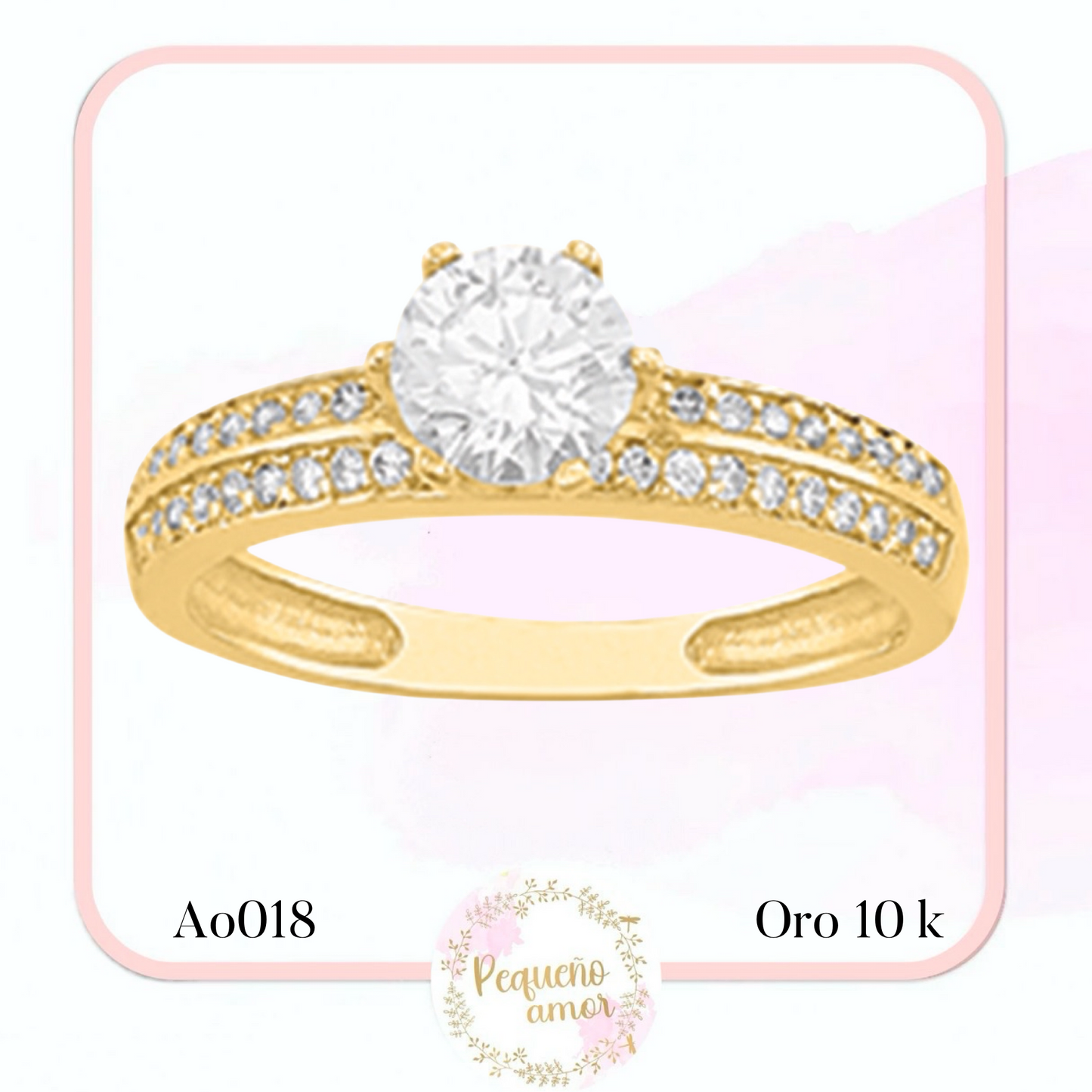 Anillo Oro 10k Solitario Ao018