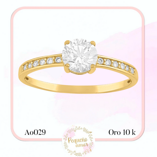 Anillo Oro 10k Solitario Ao029