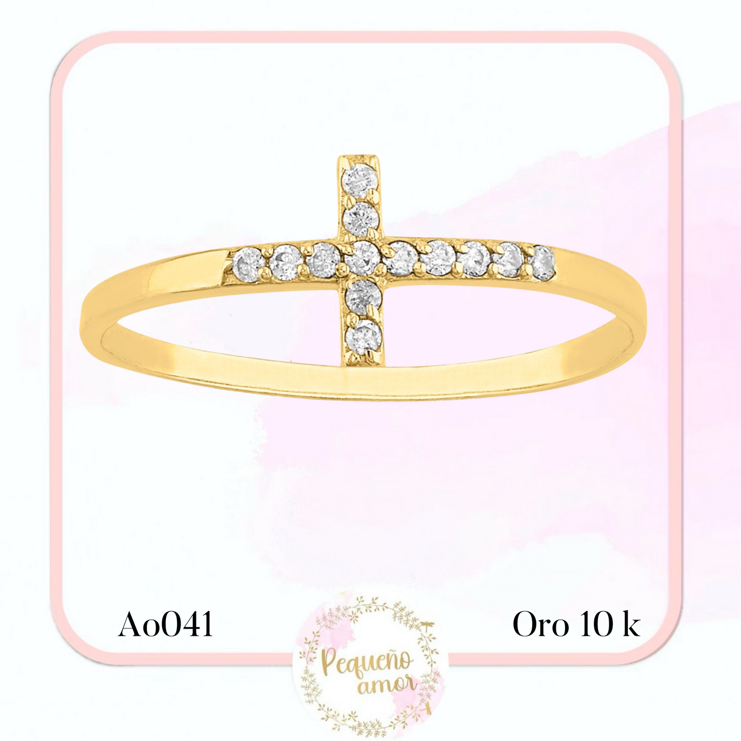 Anillo dama oro 10k cruz  ao141