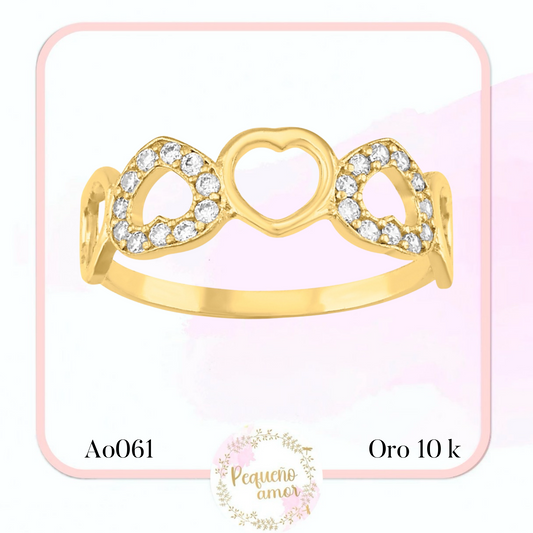 Anillo Oro 10 k Corazón Ao061