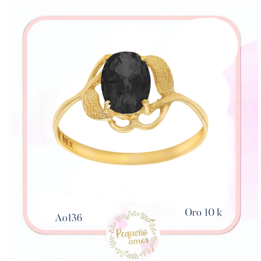 Anillo en oro 10k con piedra color negra ao136