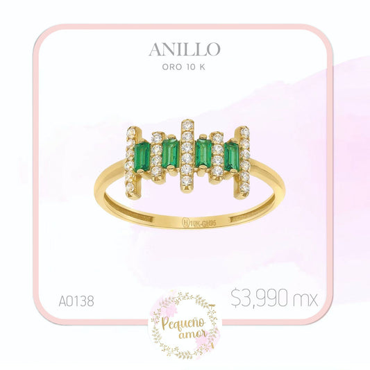 Anillo Oro 10k con Esmeraldas AO138