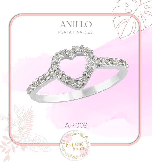 Anillo de Corazón con zirconias  Plata .925 ap009