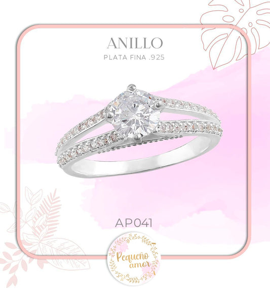 Anillo doble con Zirconias en Plata .925 AP041