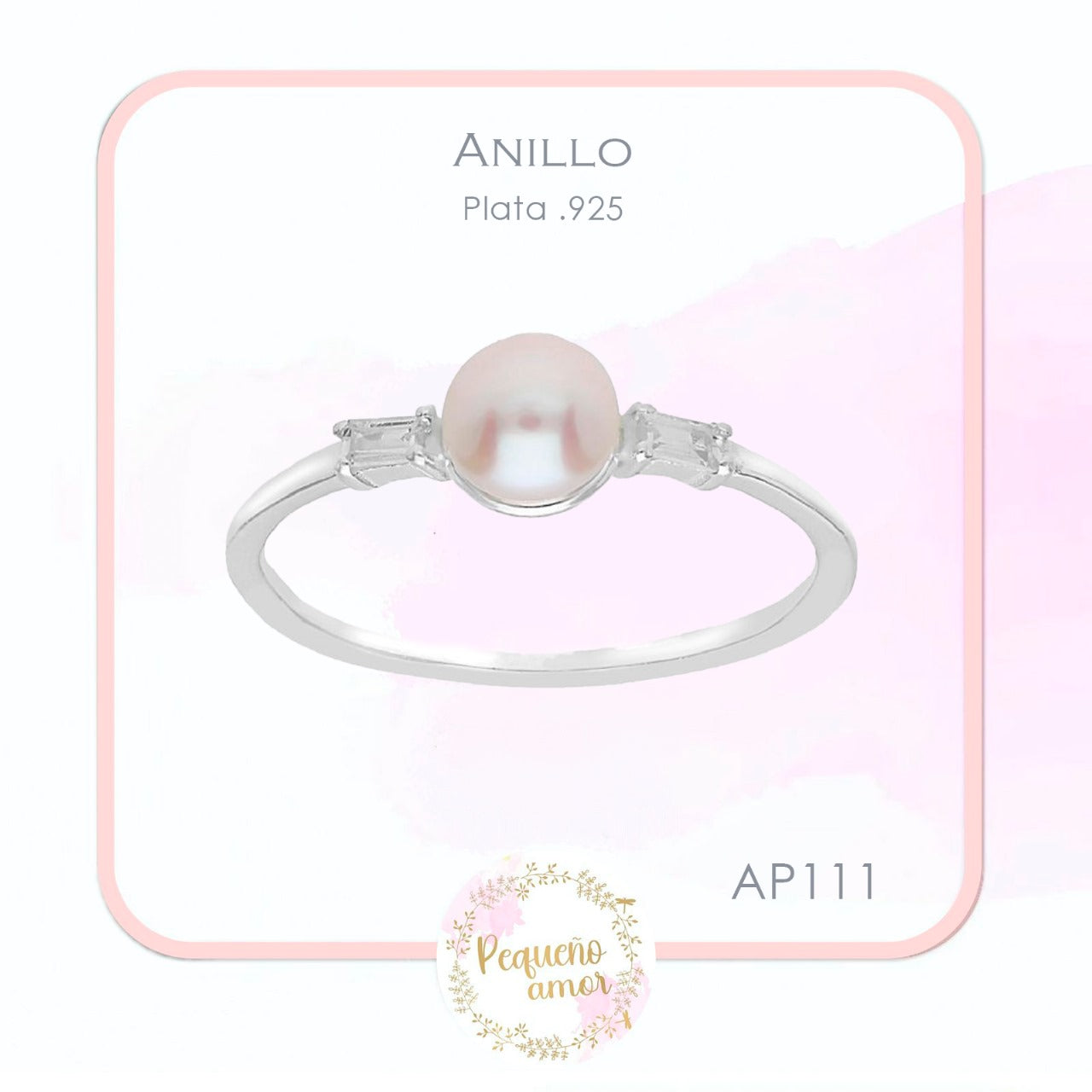 Anillo Plata .925 con Perla Ap111