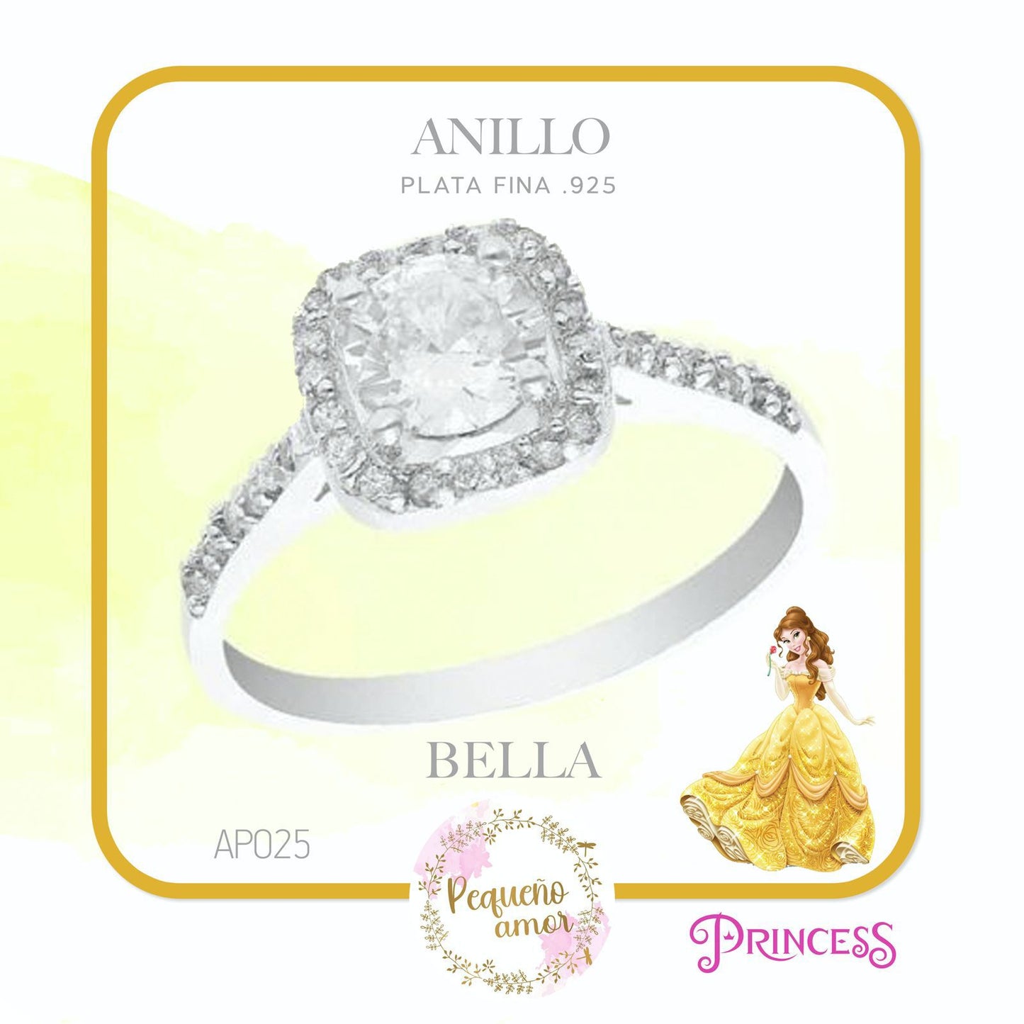 Anillo Plata fina - Princesas Disney - BELLA