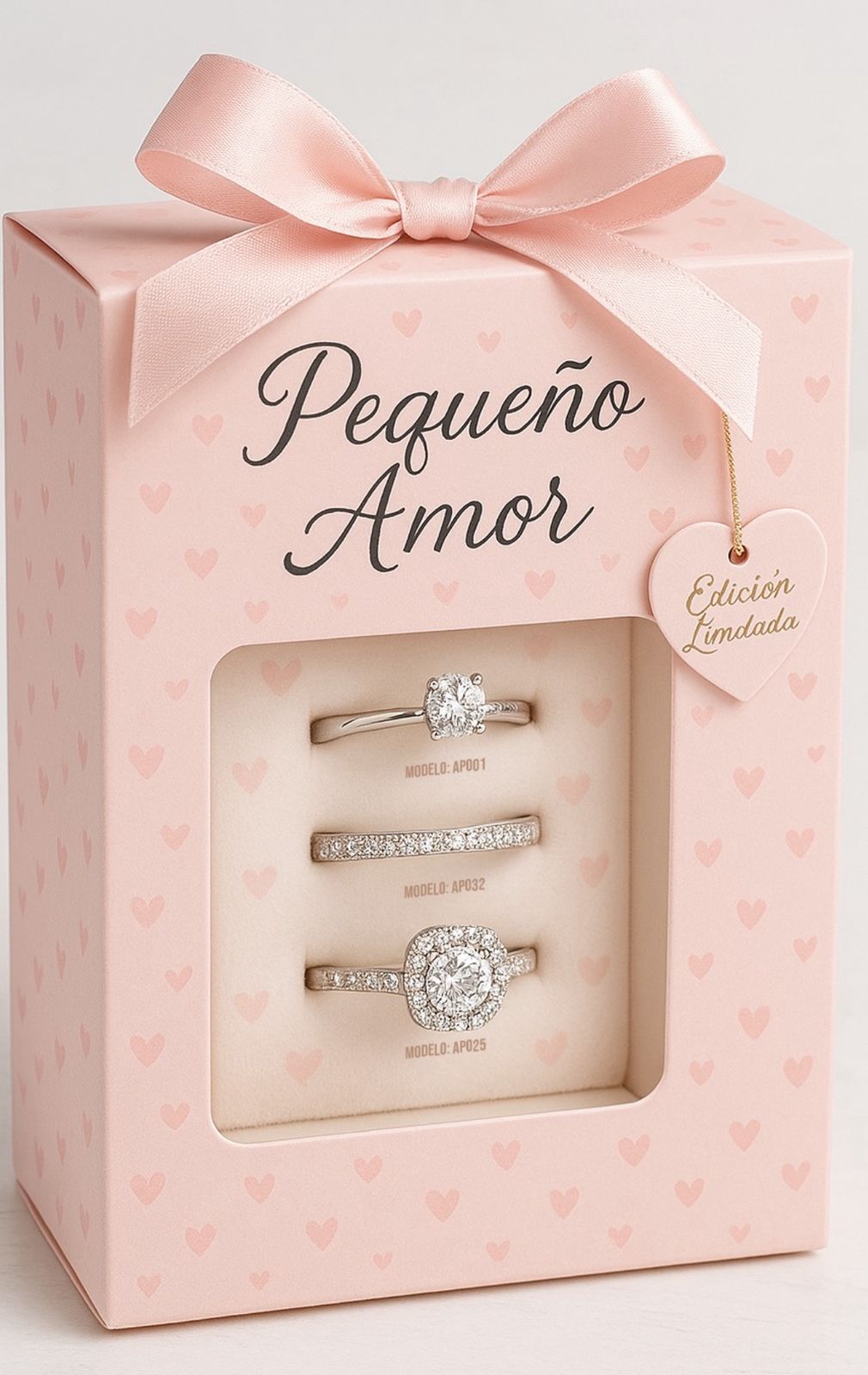 3 Hermosos Anillos Plata .925 Edición Limitada Pequeño Amor