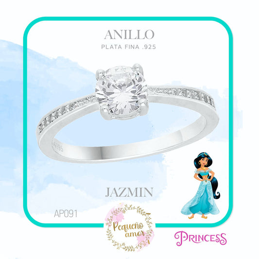 Anillo Plata Fina .925 Princesas Disney Jazmín