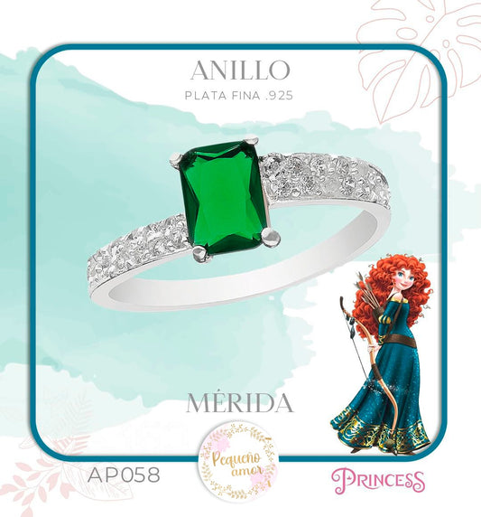 Anillo Plata Fina .925 Princesas Disney Mérida