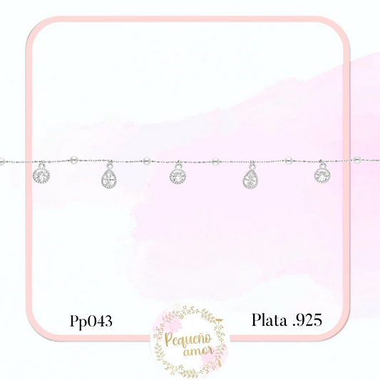 Pulsera en plata fina .925  17 cm pp043